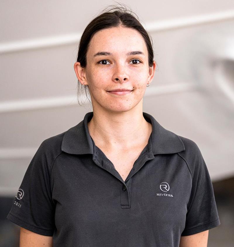 Emma Holt began her apprenticeship in Marine Craft Construction with Riviera in 2016. This year, Emma celebrates her decade long working anniversary with Riviera - photo © Riviera Australia
