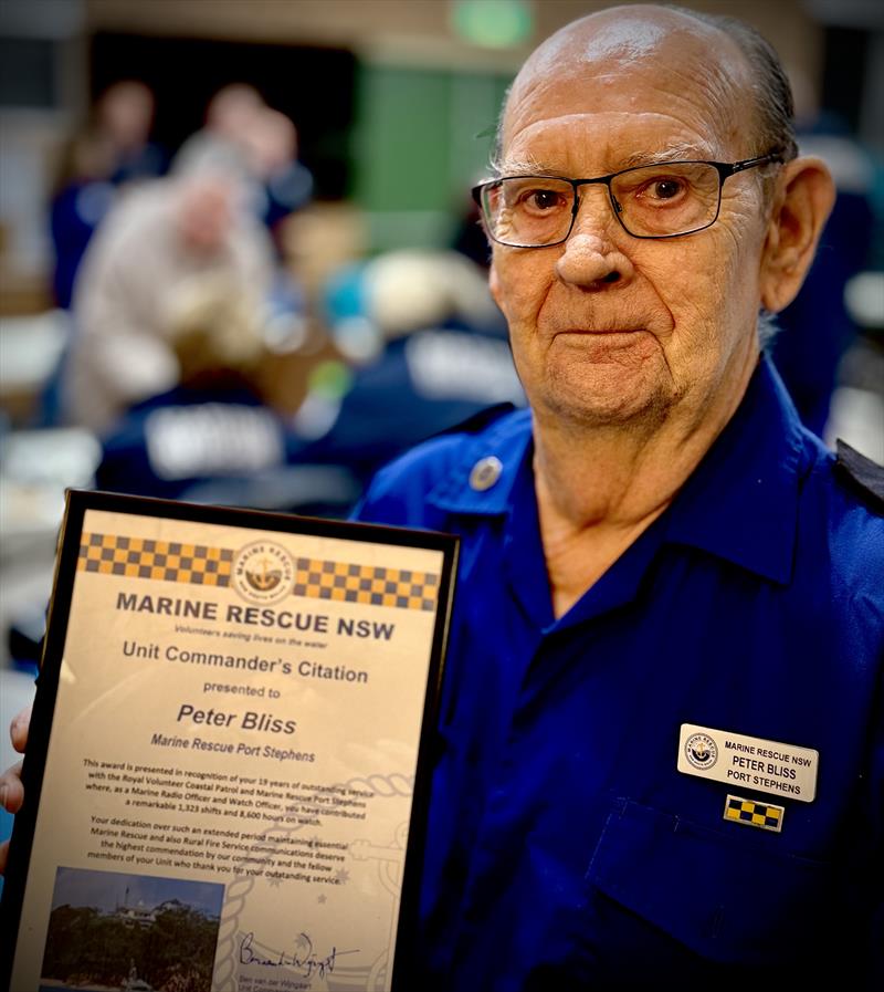 Peter Bliss received a Unit Commander's Citation for his dedication to service - photo © Marine Rescue NSW