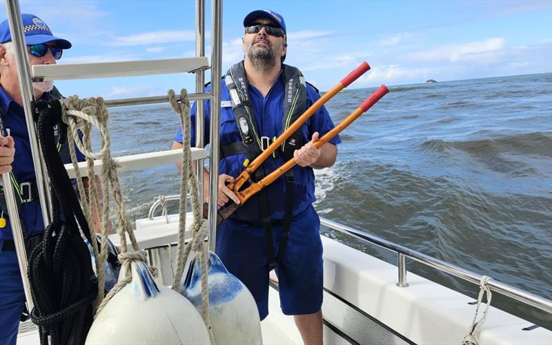 Bolt cutters were used during the mission - photo © Marine Rescue NSW