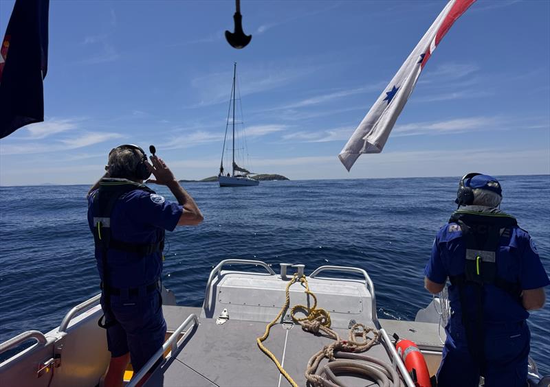 Marine Rescue Woolgoolga volunteers assist a yacht offshore - photo © Marine Rescue NSW