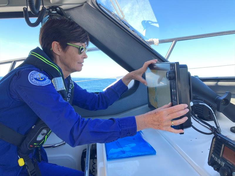 Caron Parfitt ESM on board Marine Rescue NSW vessel Bermagui 30 - photo © Marine Rescue NSW