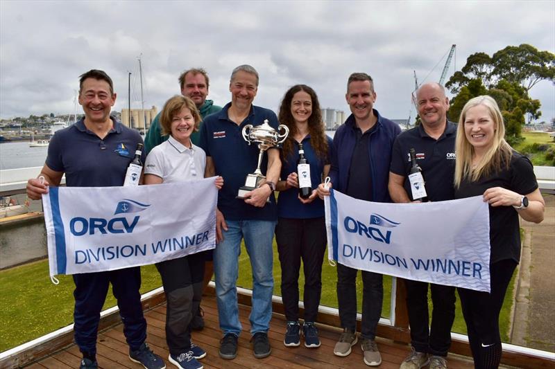 Quixotic, skipper Andrew Middleton holding trophy - Melbourne to Devonport Yacht Race - photo © Jane Austin / ORCV media