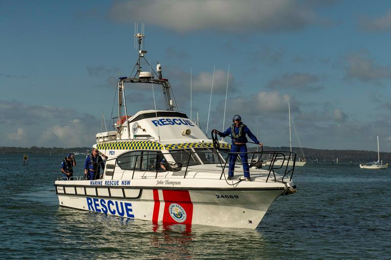 Volunteers on board Port Stephens 31 return from a mission - photo © Lianne Manley