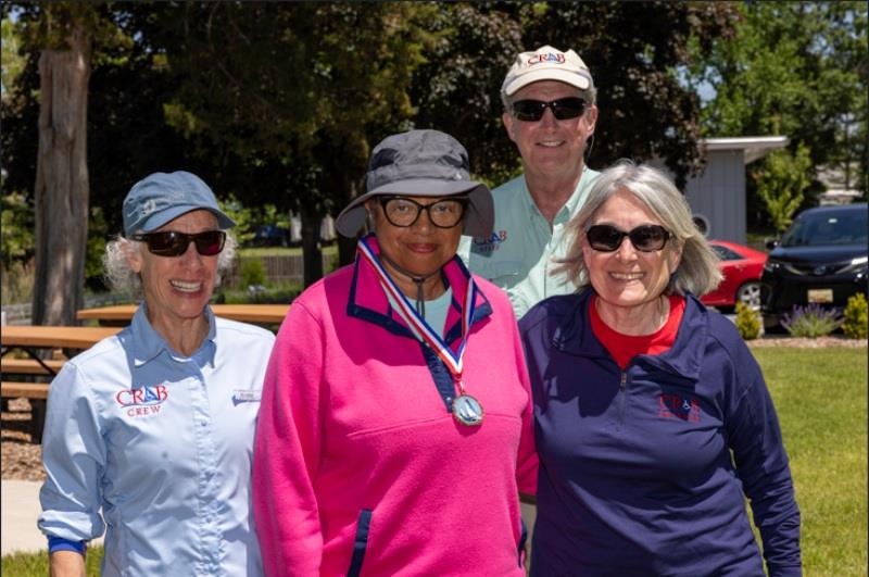 CRAB Volunteer Crew - Jane Pelly, Warrior Jackie Kostas, Paul Bollinger, and CRAB Volunteer Skipper Vicki Saporta with Jackie's Spirit Award - photo © CRAB Sailing