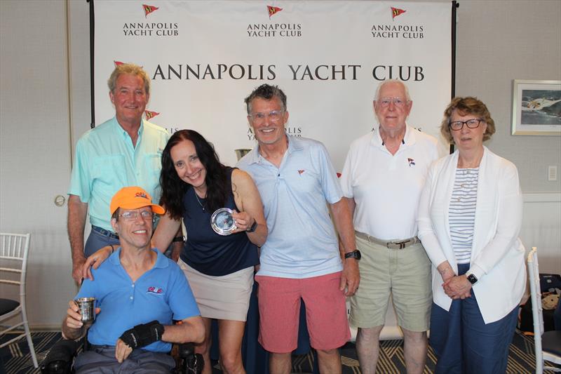L-R: Paul `Bo` Bollinger, CRAB President & CEO; Kevin Detwiler, CRAB Skipper (3rd Place); Maude Laurence, CRAB Volunteer Crew; Trey Warman, CRAB Volunteer Skipper; Peter Gordon, Race Committee PRO; Secretary Carol Beatty, Department of Disabilities - photo © CRAB Sailing