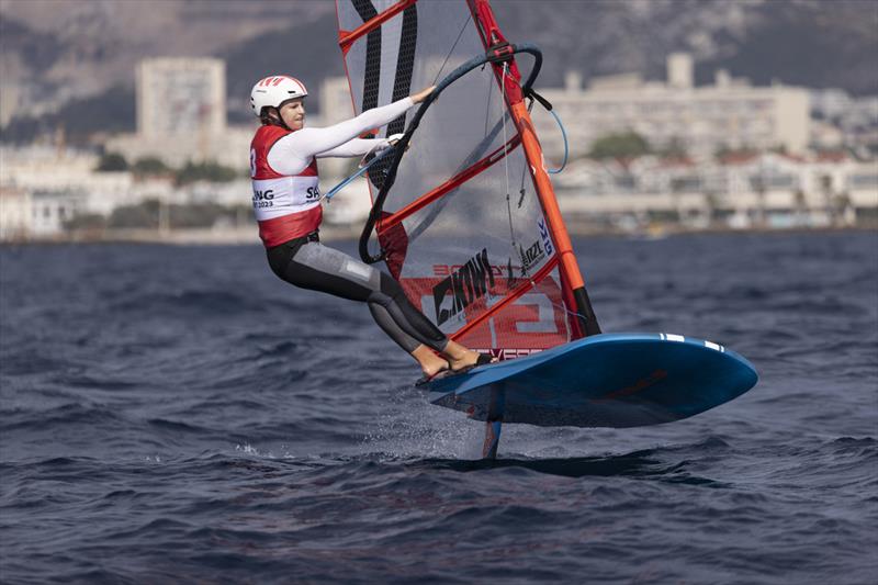 Veerle ten Have (NZL) -IQfoil - Paris 2024 Olympic Sailing Test Event, Marseille, France - Day 5 - July 13, 2023 photo copyright Mark Lloyd / World Sailing taken at  and featuring the Nacra 17 class