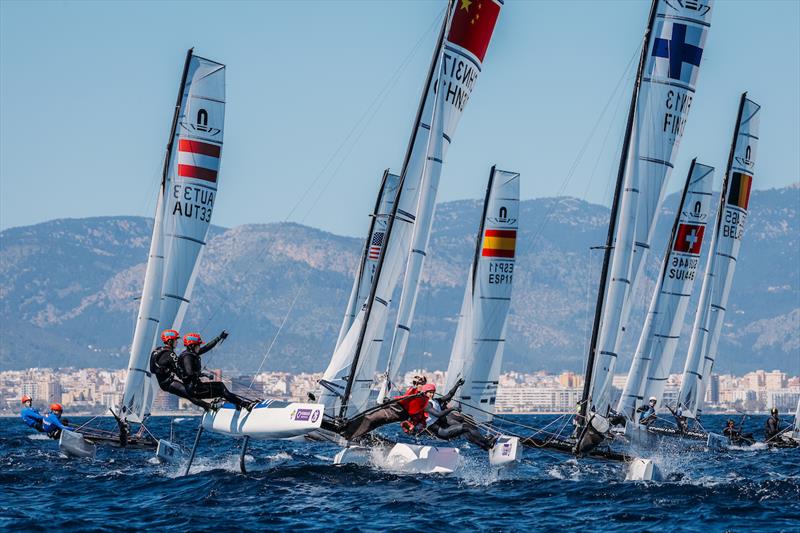 Close action in Nacra 17 - 54th Trofeo Princesa Sofia Mallorca by FERGUS day 1 - photo © Sailing Energy / Trofeo Princesa Sofía Mallorca