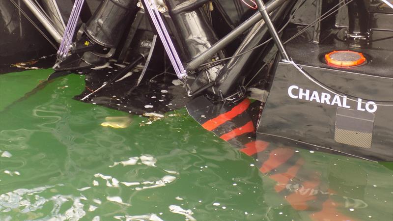 The rudders of the IMOCA Charal 2, mounted at 90 degrees to each other - photo © John Meachen