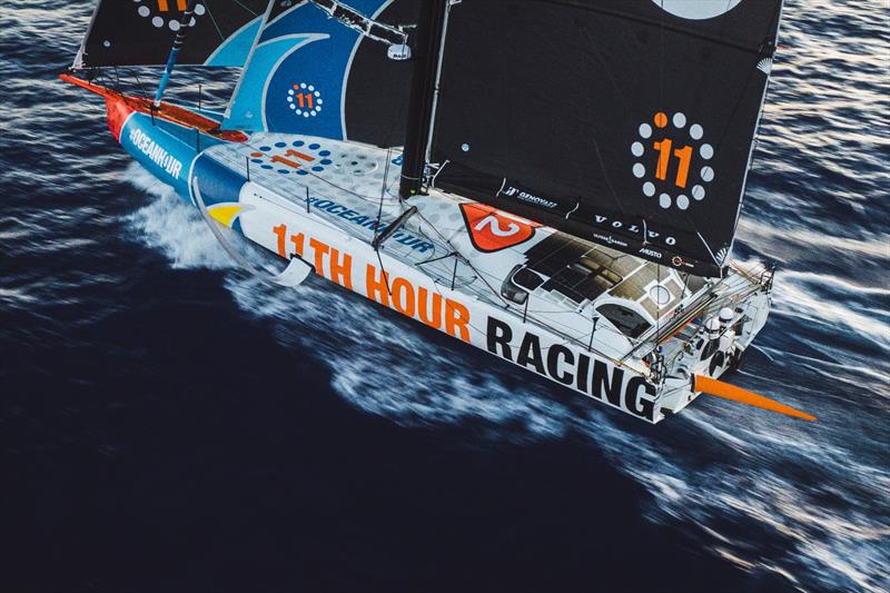 02 February 2023, Onboard 11th Hour Racing Team during Leg 2, Day 9. Malama sailing downwind at sunset in the South Atlantic photo copyright Amory Ross / 11th Hour Racing / The Ocean Race taken at  and featuring the IMOCA class