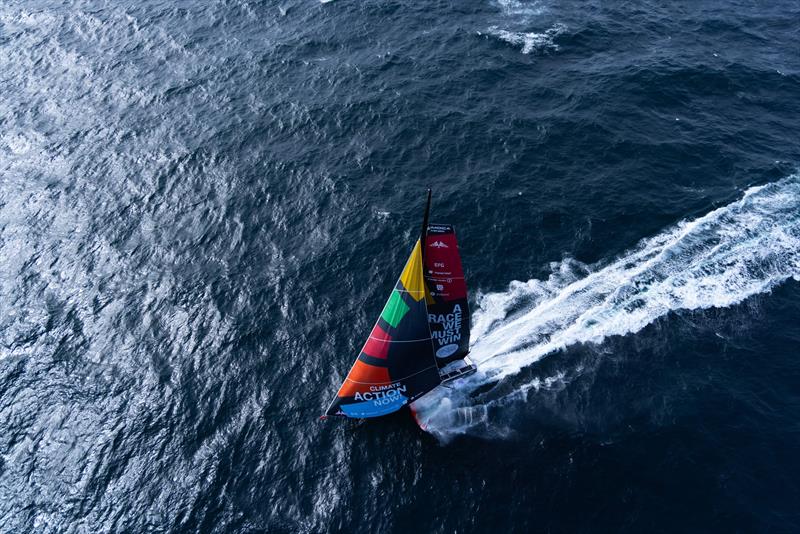 Team Malizia carries its A Race We Must Win - Climate Action Now! slogan on its sails and measures valuable Ocean data to help further research as they race around the world - photo © Thomas Deregnieaux/ Qaptur / Team Malizia