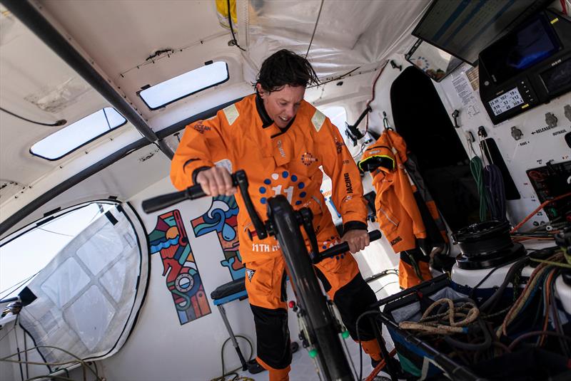 Francesca Clapcich at work aboard 11th Hour Racing's IMOCA 60 Malama - photo © Amory Ross / 11th Hour Racing / The Ocean Race