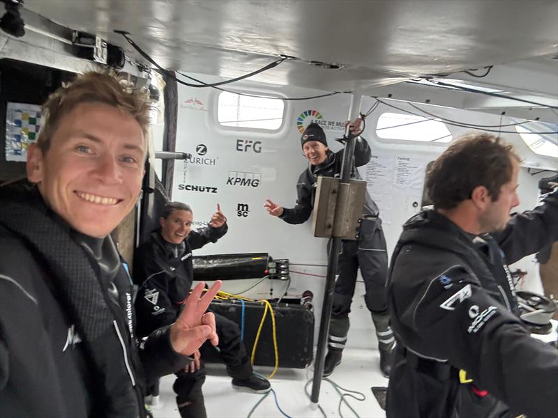 Team Malizia onboard Malizia - Seaexplorer shortly after they crossed the finish line, securing fourth place - photo © Will Harris | Team Malizia