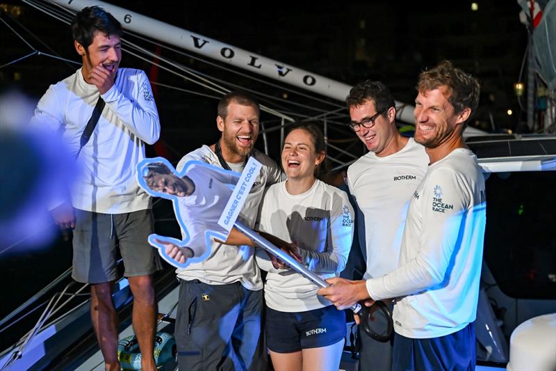 Biotherm crew Gauthier Lebec, Benjamin Ferre, Amelie Grassi, Carlos Manera Pascual with Paul Meilhat, skipper of Biotherm, celebrate winning Leg 5 and overall winners of The Ocean Race Europe in Boka Bay, Montenegro on September 15 - photo © Vincent Curutchet / The Ocean Race