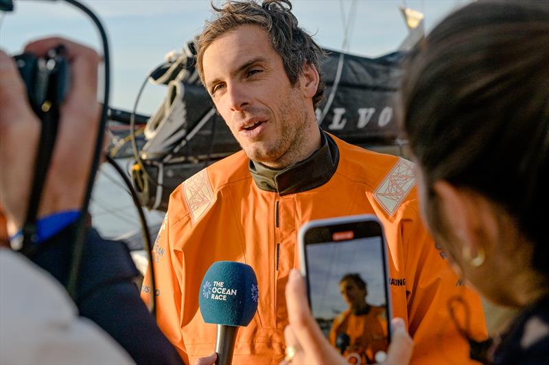 The Ocean Race 2022-23 - 29 May 2023. Arrivals in Aarhus, Denmark. 11th Hour Racing Team arriving to Aarhus. 11th Hour Racing Team celebrating the first place in Leg 5. Charlie Dalin - photo © Sailing Energy / The Ocean Race