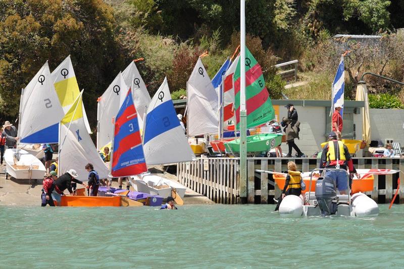 Optimist sailors at the Charteris Bay Yacht Club photo copyright Charteris Bay Yacht Club taken at Charteris Bay Yacht Club and featuring the Optimist class