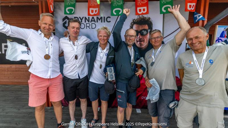 ORC Class C podium: Gold - Garmin Team Pro4u (SWE) Patrik and Emil Forsgren ; Silver: LETHE (NOR) Øyvind and Morten Knudsen ; Bronze: LaChapelle (FIN) - First 35 sailed by Joonas Päivärinta and Jaakko Perimaa - Garmin ORC DH European Championship Helsinki - photo © Pepe Korteniemi