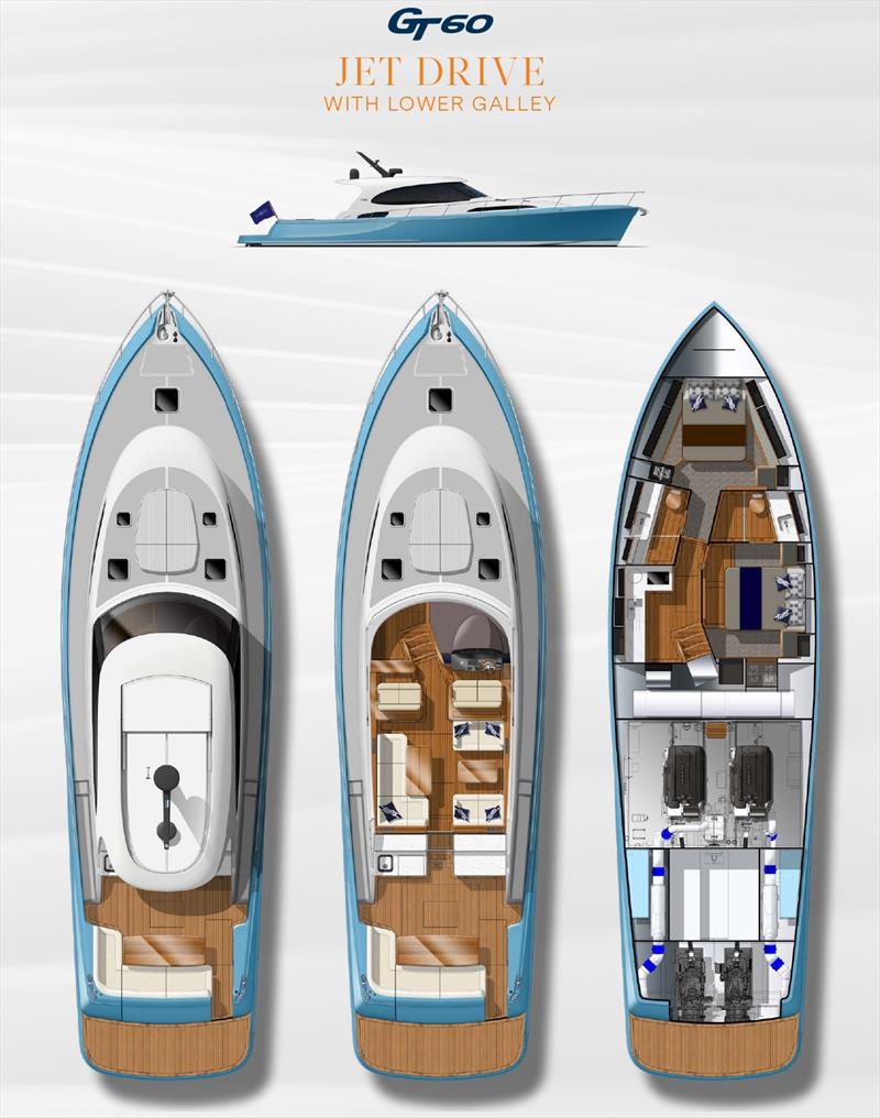Palm Beach GT60 Jet Drive layout - photo © Palm Beach Motor Yachts