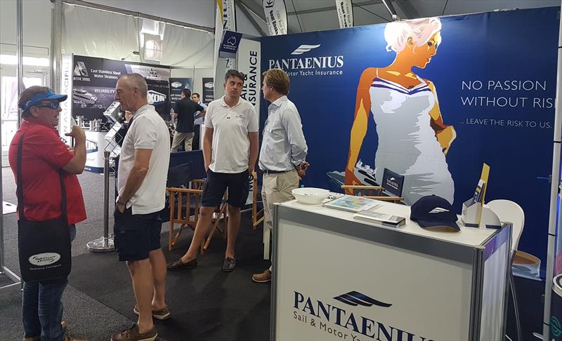 Martin Baum (right), Managing Director of Pantaenius Europe, on the Pantaenius stand at the Sanctuary Cove International Boat Show photo copyright Peter Rendle taken at  and featuring the  class