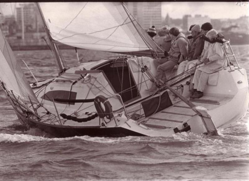 Jim Young steering Positive Touch 1983 photo copyright Young family archives taken at Royal New Zealand Yacht Squadron and featuring the PHRF class