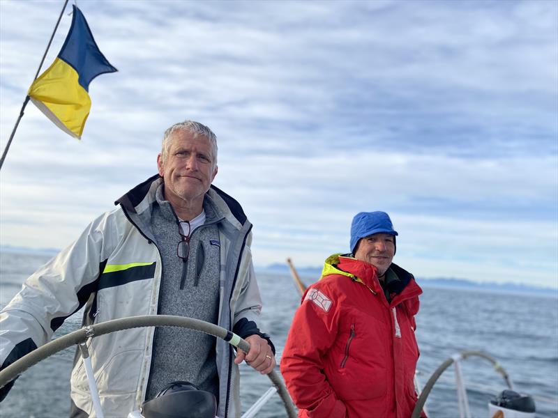 Dark Star's delivery skipper Erik Kristen (left) and Erden Eruç, somewhere off the West Coast of Vancouver Island, in June 2022 photo copyright David Schmidt taken at Seattle Sailing Club and featuring the PHRF class