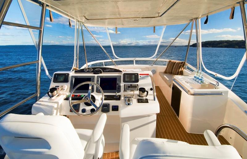 The salon and galley merge seamlessly in the Riviera 45 Open Flybridge - photo © Riviera Australia