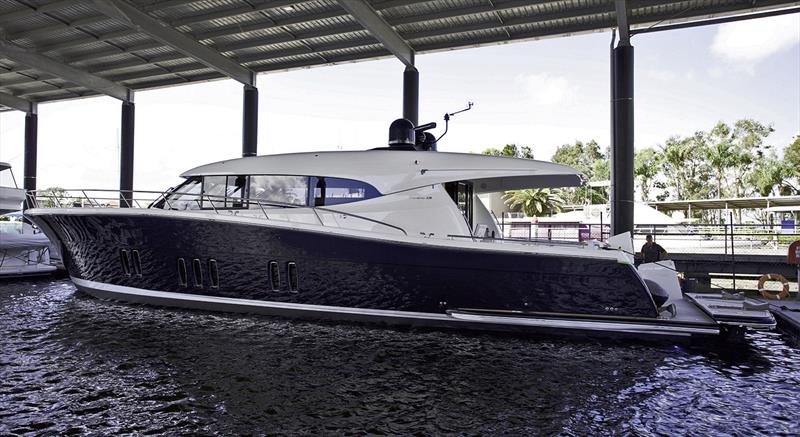Barry-Cotter's new S70 has recessed port holes which gives the hull a more sleek appearance, seen here at Maritimo's Boat Masters pre-delivery and service facility at Hope Harbour. - photo © Maritimo
