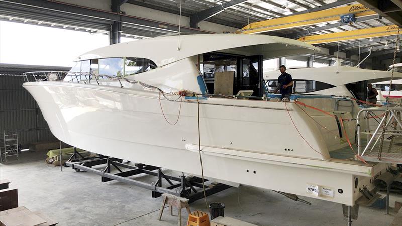 Maritimo S70/02 in final fit out at the Coomera factory in December of 2017. - photo © John Curnow