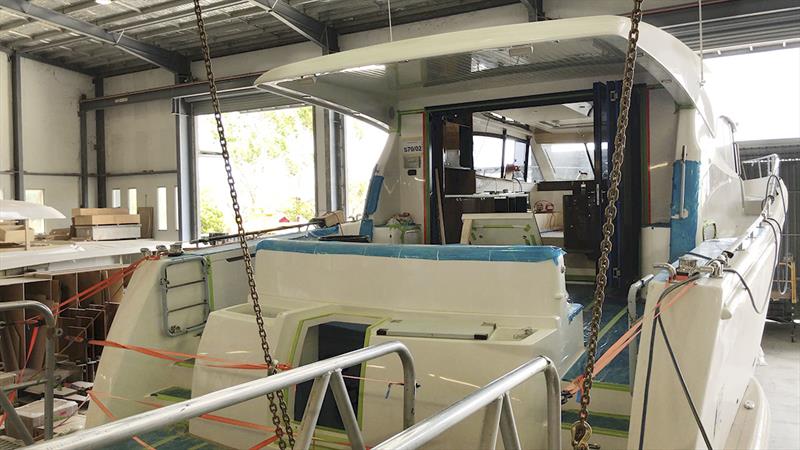Maritimo S70/02 in final fit out at the Coomera factory in December of 2017. - photo © John Curnow