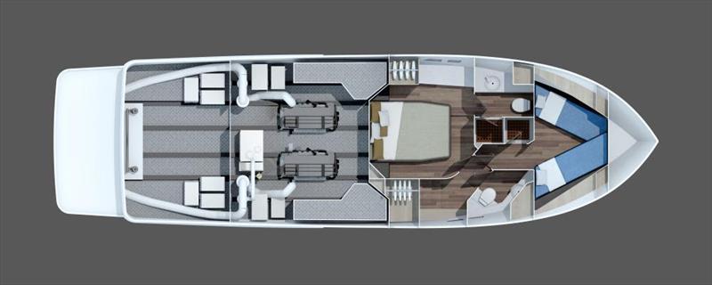 Interior Floor Plan - 2018 Hudson Bay 470 - photo © Clipper Motor Yachts