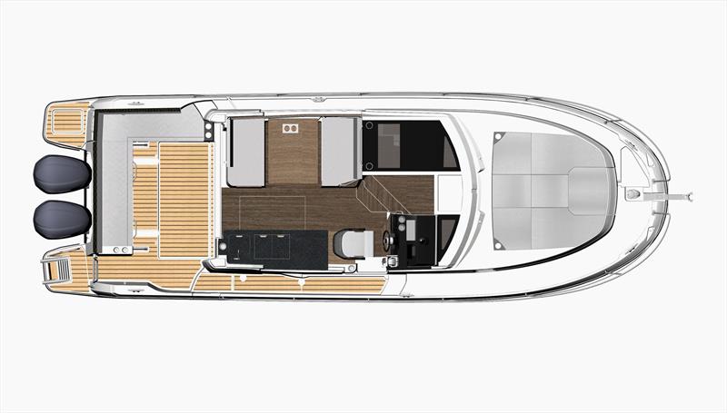 Deck level plan for the Merry Fisher 1095 photo copyright Jeanneau taken at  and featuring the Power boat class
