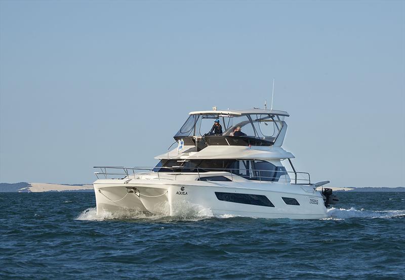 An Aquila 44 powerboat on Moreton Bay - great cruising boat in awesome cruising grounds photo copyright John Curnow taken at  and featuring the Power boat class