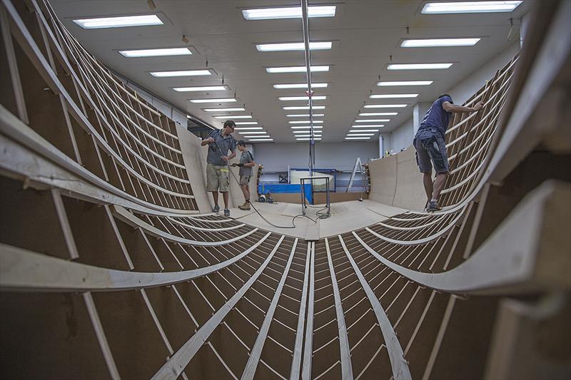 Working away to finish the mould for the new Composites Cosntructions 48-footer photo copyright John Curnow taken at  and featuring the Power boat class