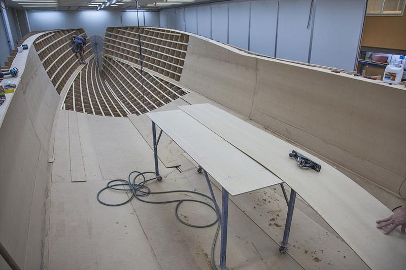 Mould being finalised for the resin-infused Composites Constructions 48 photo copyright John Curnow taken at  and featuring the Power boat class