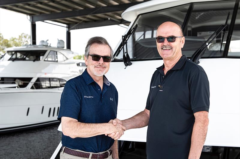 Maritimo Americas' president, Dave Northrop (left) with Maritimo's General Manager Operations, Phil Candler, on a recent visit to the Australian headquarters of the company photo copyright Darren Gill 2017 taken at  and featuring the Power boat class