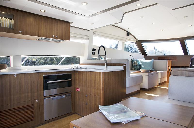 Galley and Main Saloon of the Longreef 60 SX - photo © Jennifer McKinnon