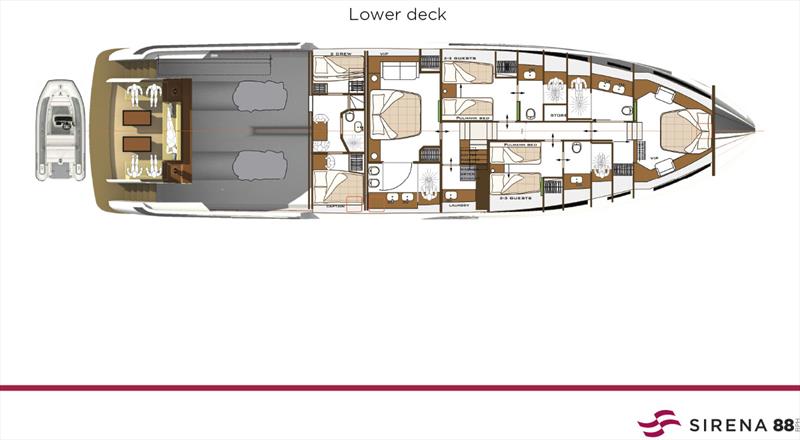 New Sirena 88 - Lower deck photo copyright Sand People taken at  and featuring the Power boat class