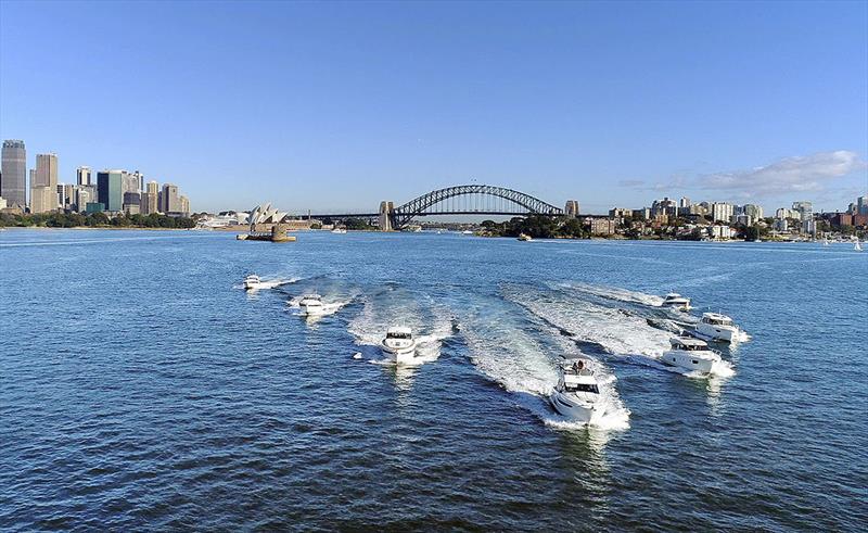 A phalanx of Bavaria sports yachts on the harbour photo copyright Ensign Yacht Group taken at  and featuring the Power boat class