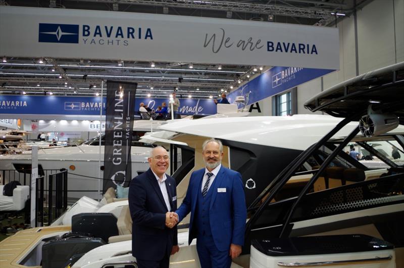 Michael Mueller, CEO Bavaria Yachts and Vladimir Zinchenko, CEO Greenline Yachts photo copyright Marcus Schlichting taken at  and featuring the Power boat class