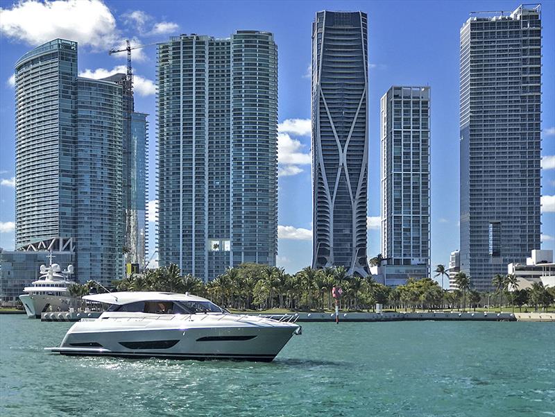 The revolutionary Maritimo X50 sport yacht with its aft 'beach club' was a hit at last year's Miami show and will be displayed again. It is one of the company's best selling models. - photo © Darren Gill (Oska Studio)