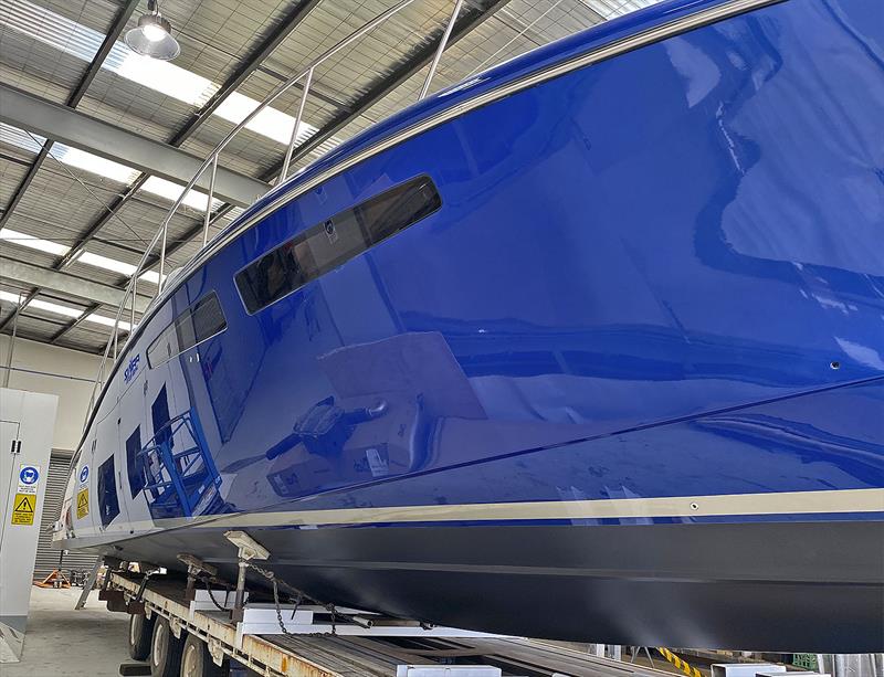 Topsides of the new Cape50 painted by Steve Campbell himself. - photo © Composites Constructions
