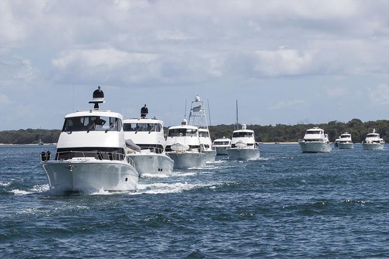Part of the fleet heading out to support Maritimo Racing as she headed off to Sydney ahead of the 2020 Sydney Hobart Race photo copyright Maritimo taken at  and featuring the Power boat class