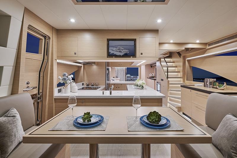 Horizon E81 dining area photo copyright Horizon Yachts taken at  and featuring the Power boat class