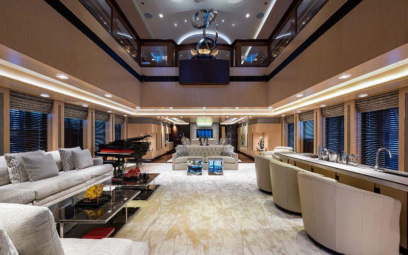 Quantum of Solace two-story main salon photo copyright YATCO taken at  and featuring the Power boat class
