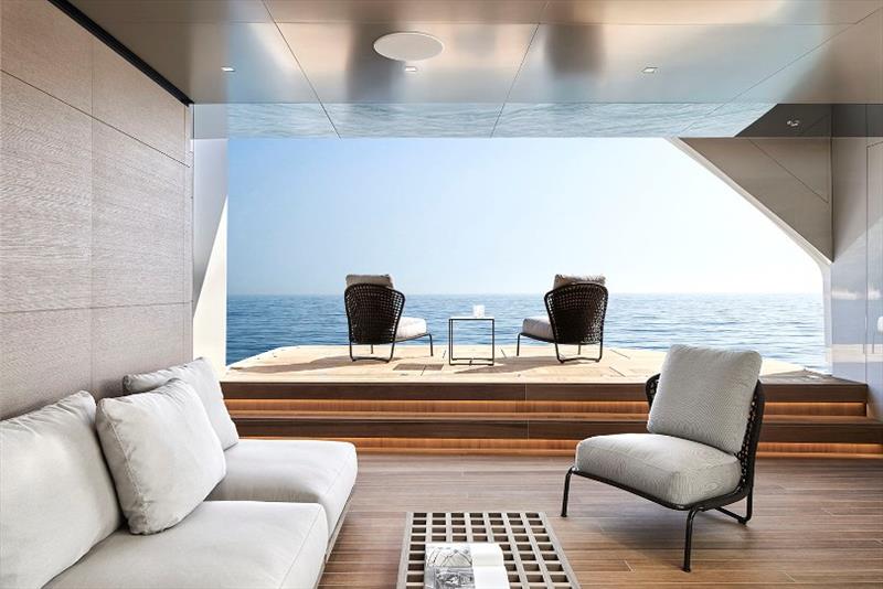 Sanlorenzo 62Steel - Lower Deck Beach area - photo © Guillaume Plisson