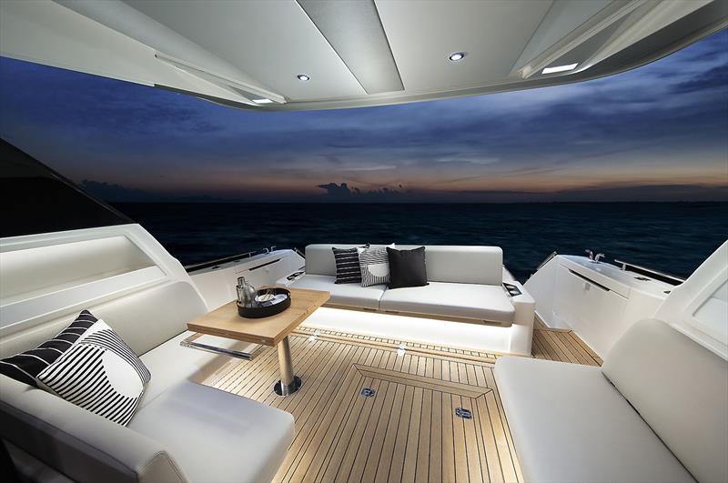 Mezzanine deck flows sooooooooo brilliantly onto the huge adventure deck - New Maritimo M55 - photo © Maritimo