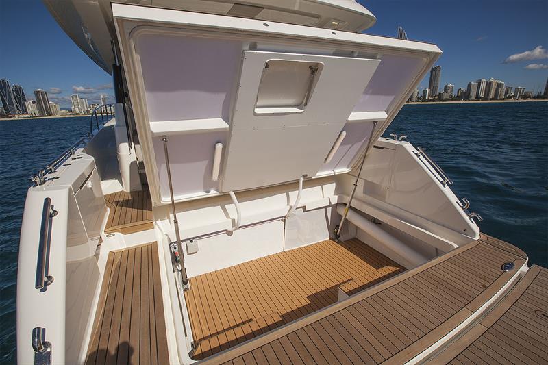 Your 2.8m tender, or all manner of water toys and deck furniture all stowed away brilliantly - New Maritimo M55 photo copyright John Curnow taken at  and featuring the Power boat class