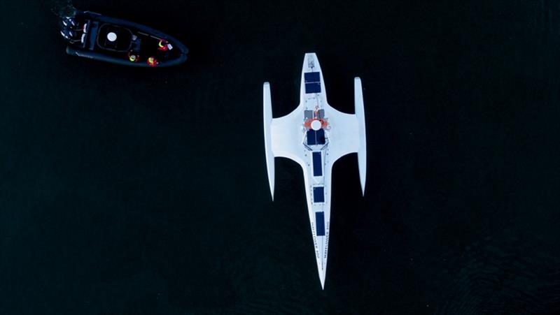 The Mayflower Autonomous Ship (MAS), powered by Fischer Panda UK's electric drive system and generators, in sea trials earlier this year - photo © Tom Dickenson for ProMare / IBM