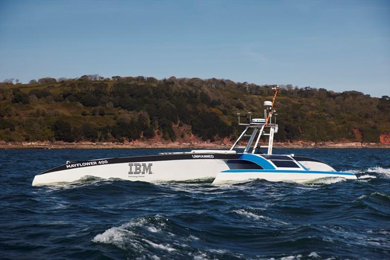 The Mayflower Autonomous Ship (MAS), powered by Fischer Panda UK's electric drive system and generators, in sea trials earlier this year photo copyright ProMare / IBM taken at  and featuring the Power boat class