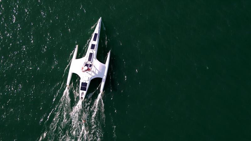 The Mayflower Autonomous Ship (MAS), powered by Fischer Panda UK's electric drive system and generators, in sea trials earlier this year - photo © ProMare / IBM