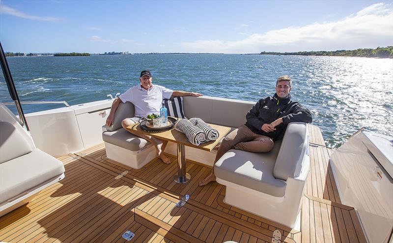 So many options for dining and relaxing - Maritimo S55 photo copyright John Curnow taken at  and featuring the Power boat class